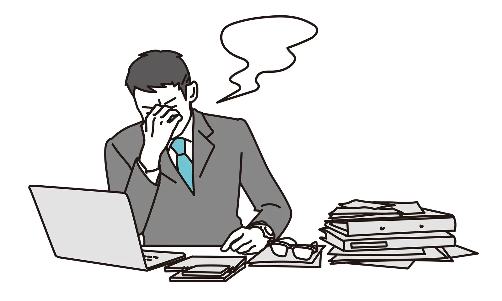 業務プロセスの非効率に悩む中小企業の担当者のイメージ